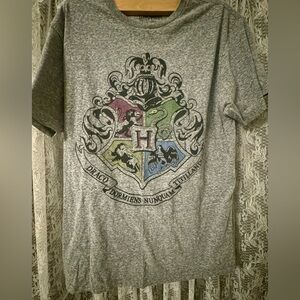 Harry Potter Hogwarts crest graphic tee in gray, Size Large